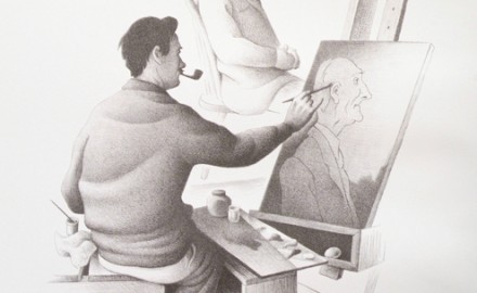 Tom Benton Painting a Portrait-1939