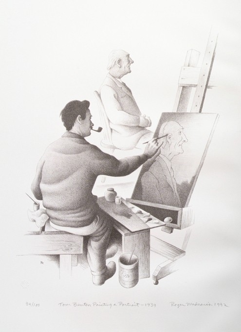 Tom Benton Painting a Portrait-1939