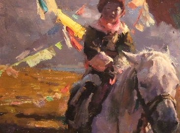 Girl on White Horse